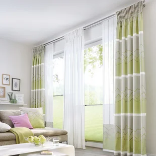 Wohnzimmer - Unland ZENO_greenery_001 Dekostoff Gardine im Wohnzimmer